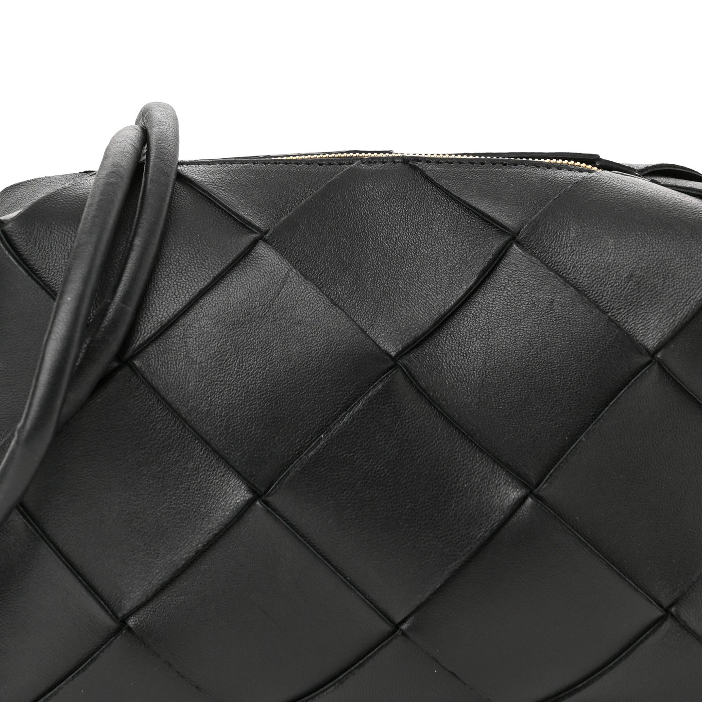 Lambskin Maxi Intrecciato Small Cassette Camera Bag Black