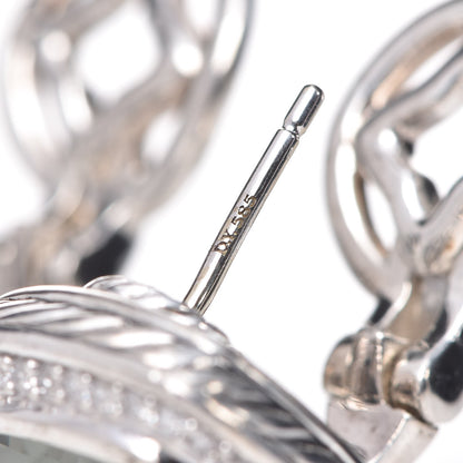 David Yurman Sterling Silver Diamond Prasiolite 11mm Albion Earrings 9 of 11
