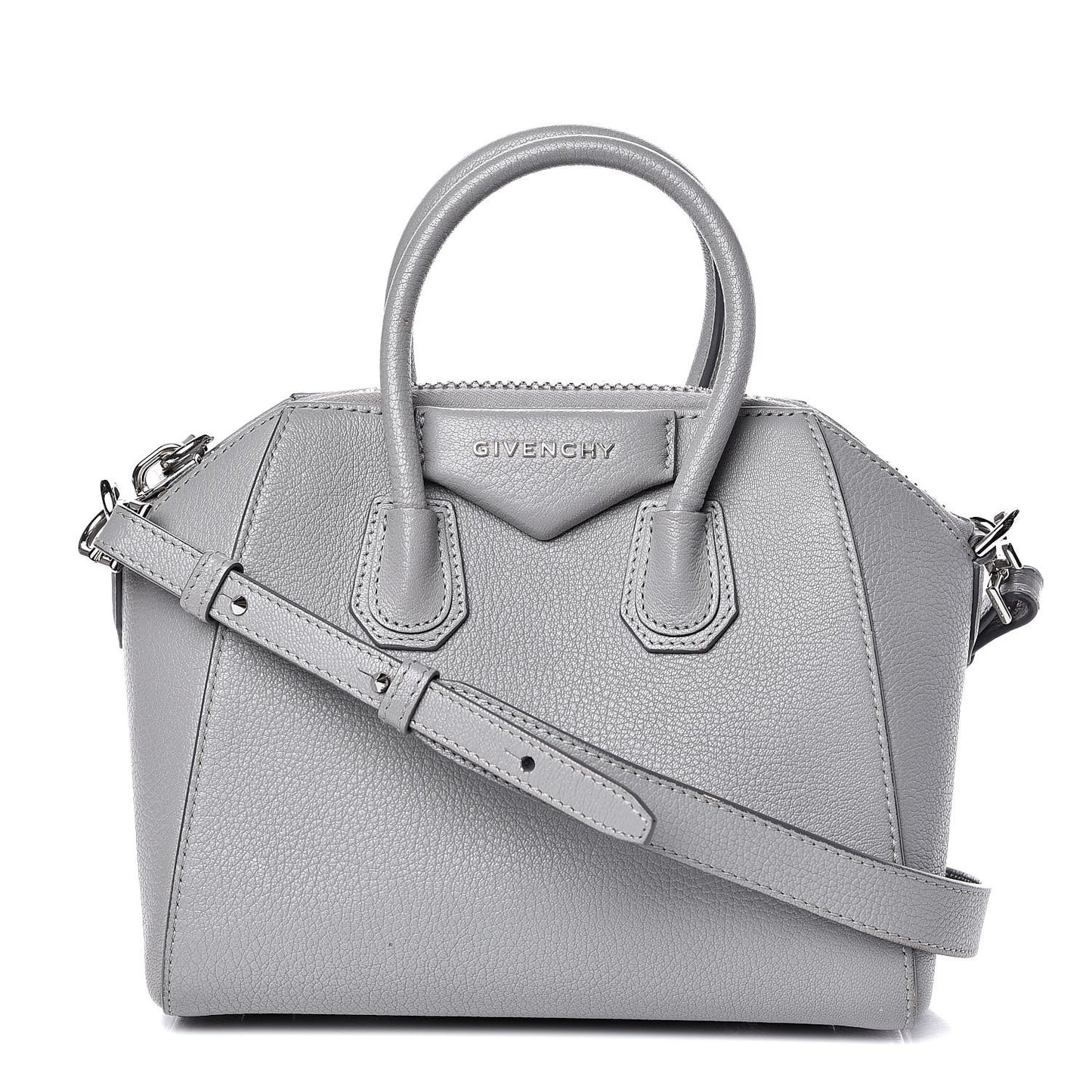 Sugar Goatskin Mini Antigona Pearl Grey
