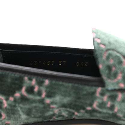 Gucci Velvet Malaga Kid GG Monogram Horsebit Womens Jordaan Loafers 37 Avio Dusty Pink Black 8 of 8