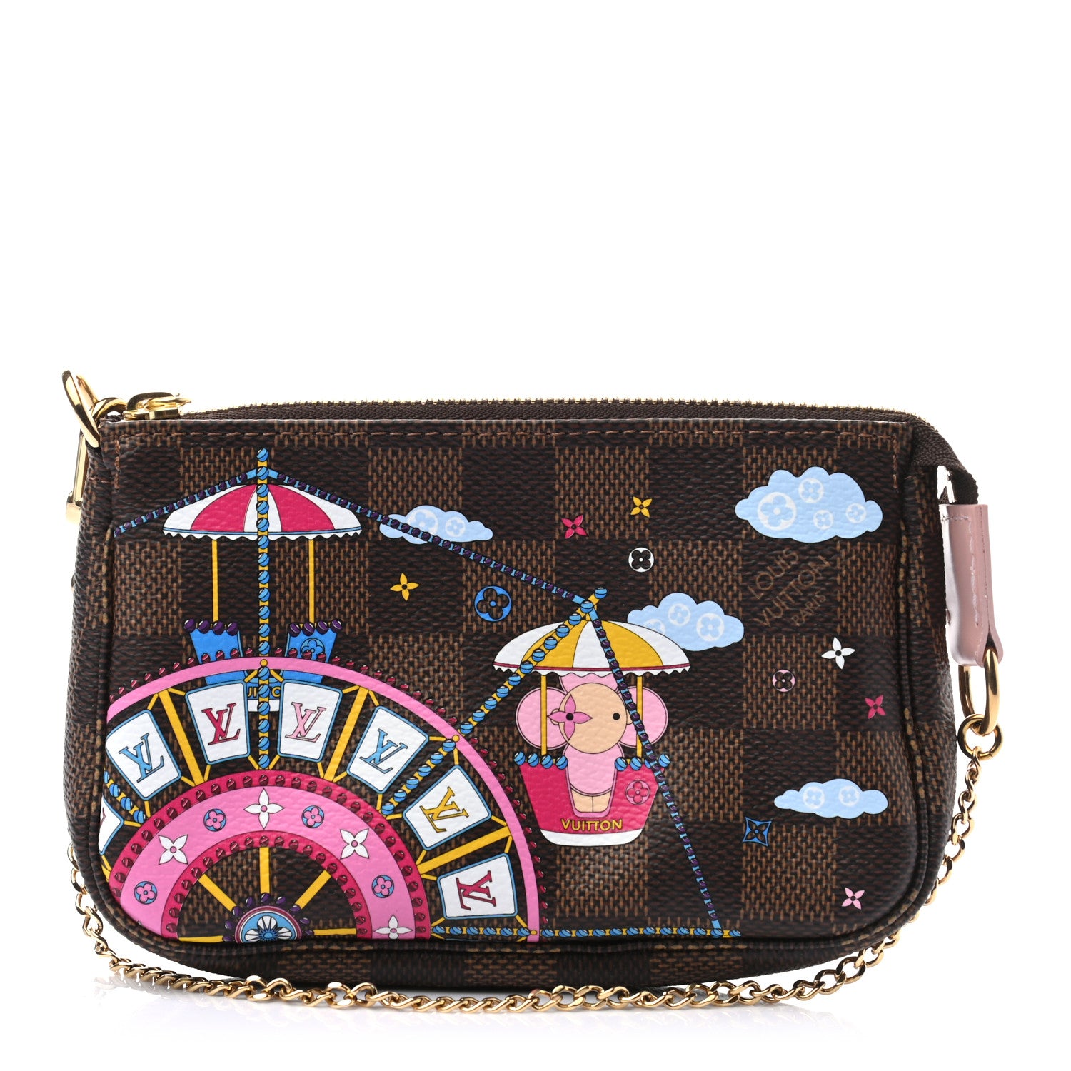 Louis Vuitton Damier Ebene 2020 Christmas Animation Big Wheel Mini Pochette Accessories Rose Ballerine 1 of 8