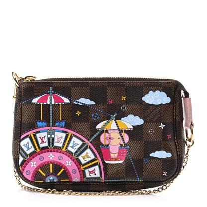 Louis Vuitton Damier Ebene 2020 Christmas Animation Big Wheel Mini Pochette Accessories Rose Ballerine 1 of 8