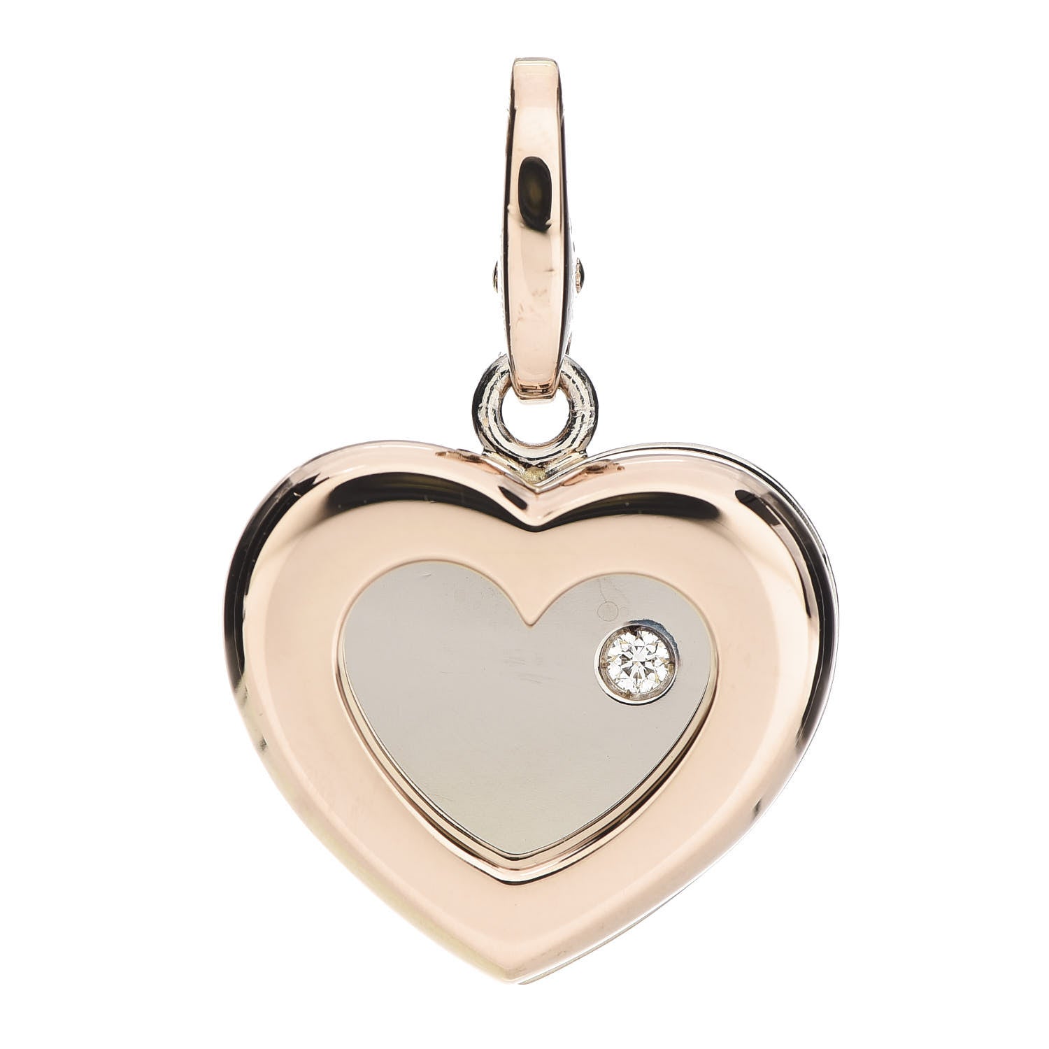 Cartier 18K White Pink Gold Diamond Double Heart Charm 1 of 3