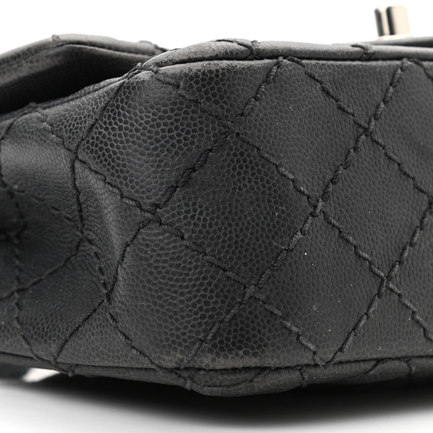 Chanel Washed Caviar Quilted Mini Rectangular Flap Charcoal 10 of 12