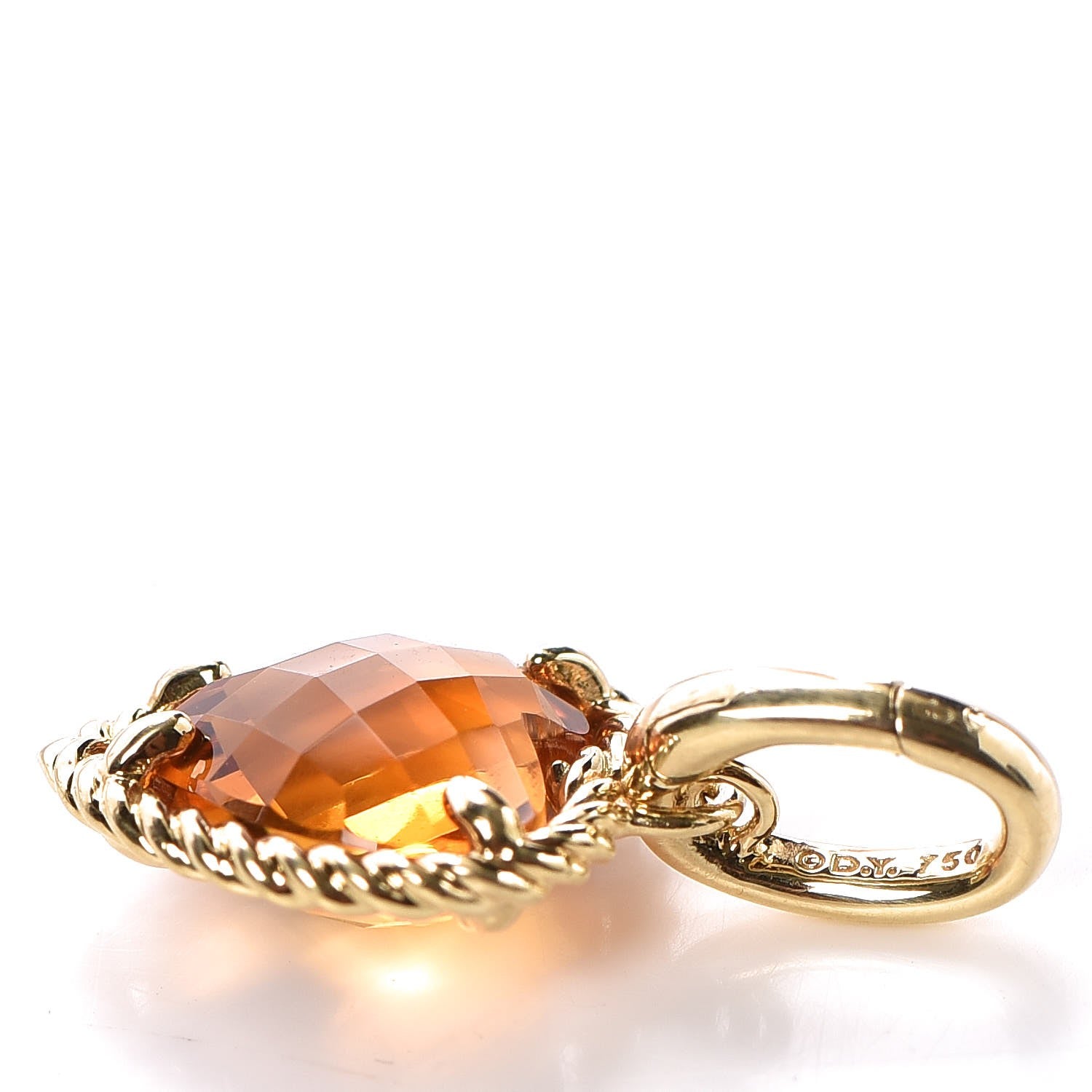 David Yurman 18K Yellow Gold Citrine Cable Heart Pendant 3 of 3