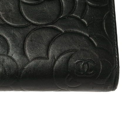 Chanel Lambskin Camellia Embossed Wallet on Chain WOC Black 28 of 29