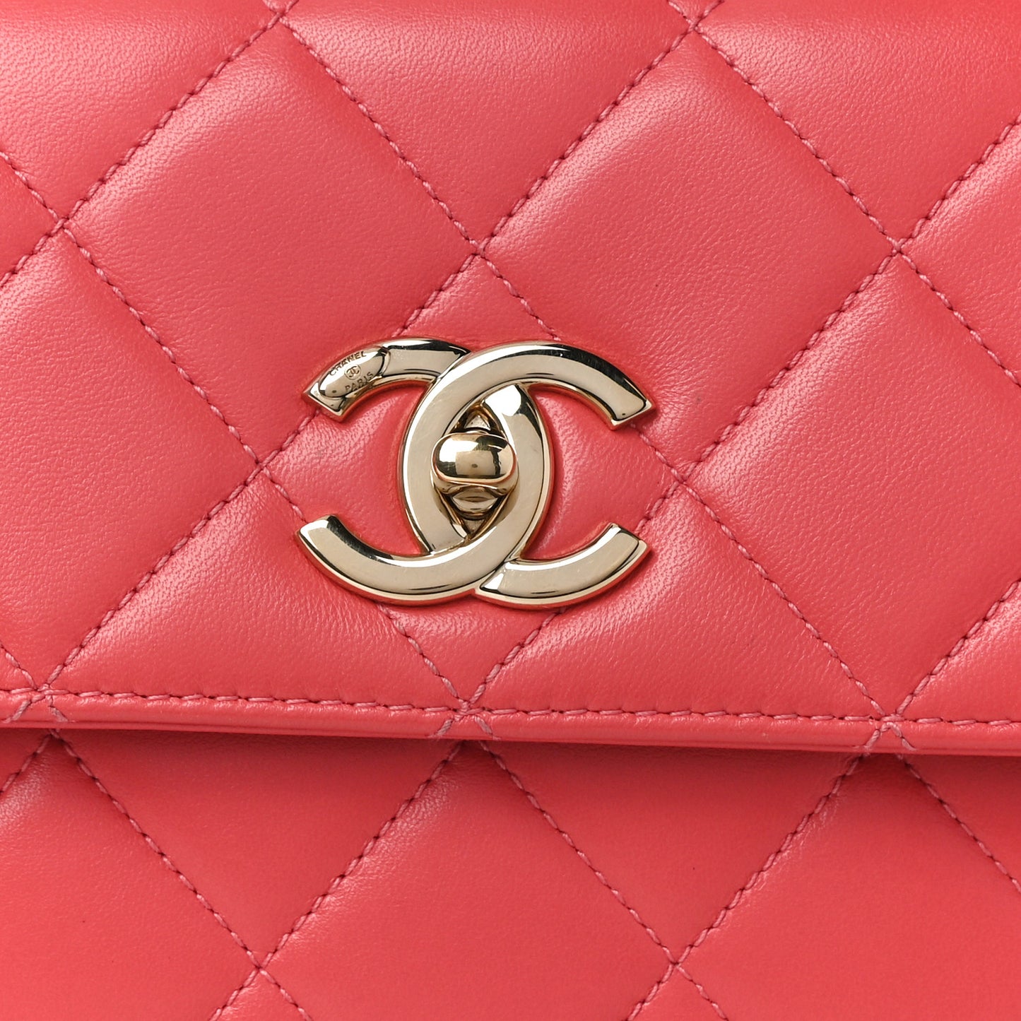 Lambskin Quilted Small Trendy CC Flap Dual Handle Bag Pink