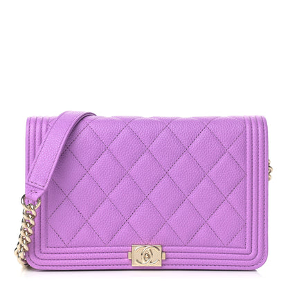 Chanel Caviar Quilted Boy Wallet On Chain WOC Purple 1 of 11