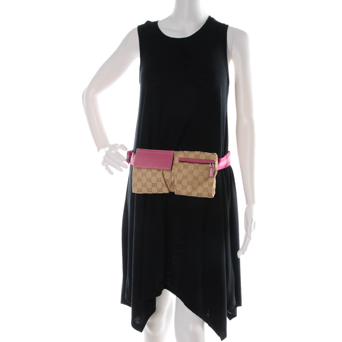 GG Monogram Web Double Pocket Belt Bag Pink