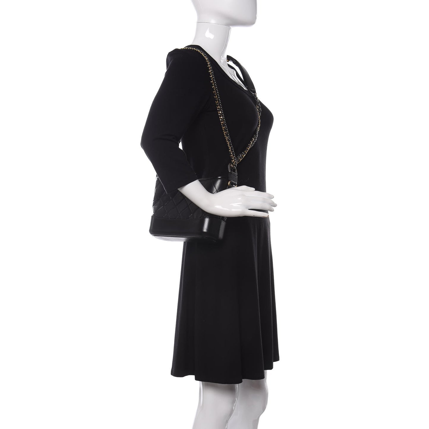 Aged Calfskin Quilted Small Gabrielle Hobo Black
