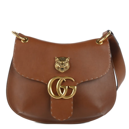 Gucci Calfskin Feline GG Marmont Flap Shoulder Bag Cuir 1 of 7
