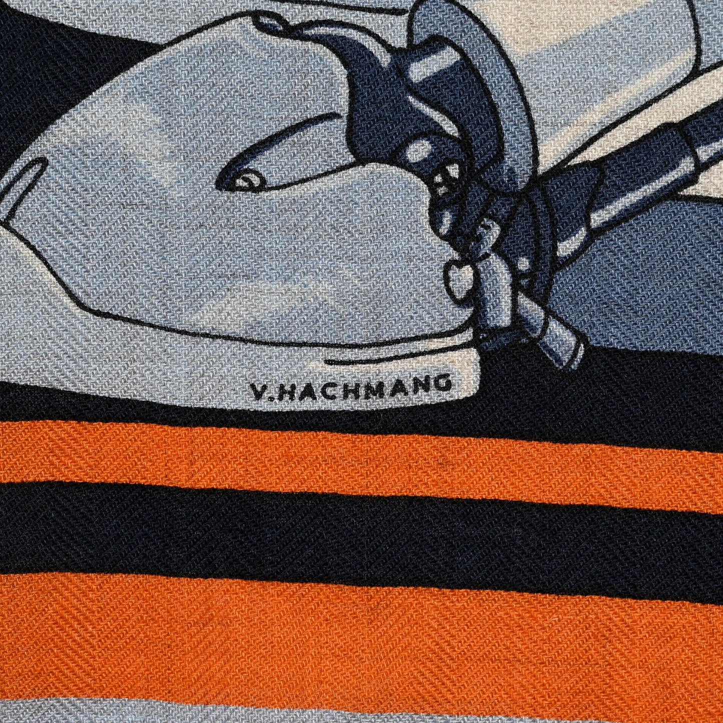 Cashmere Silk Robocabar Scarf 100 Bleu Naturel Orange