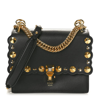 Fendi Vitello Liberty Metal Scalloped Multi Studded Small Kan I Shoulder Bag Black 1 of 11