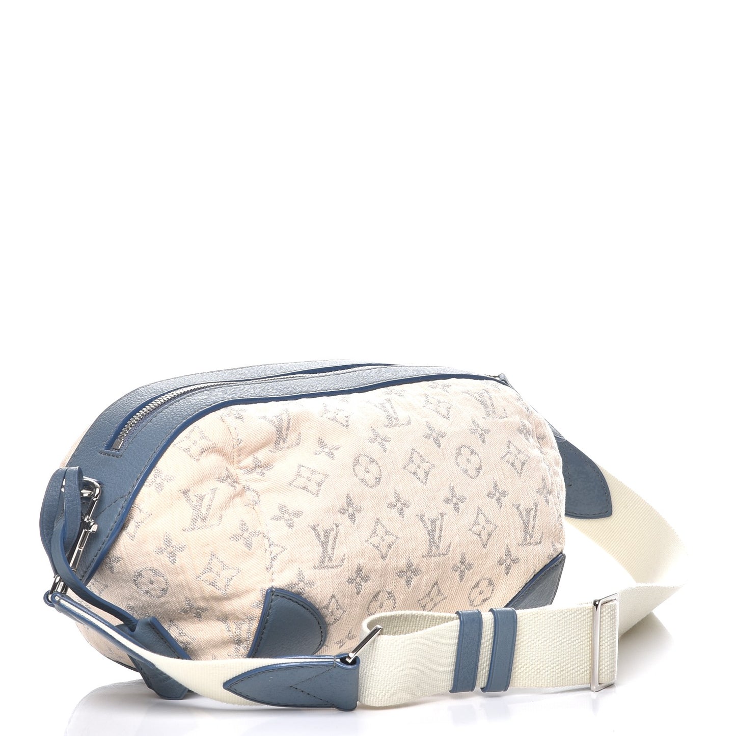 Monogram Denim Pochette Round Blue