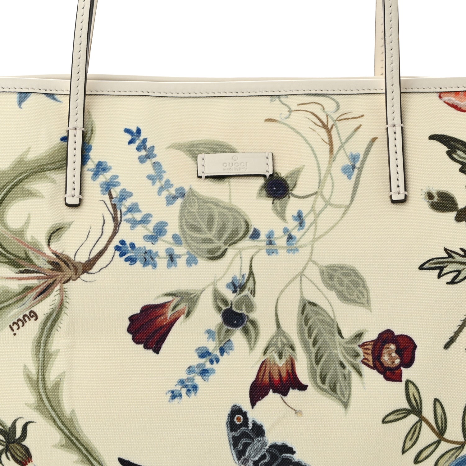 Gucci Canvas Flora Knight Medium Zippered Tote White 8 of 11