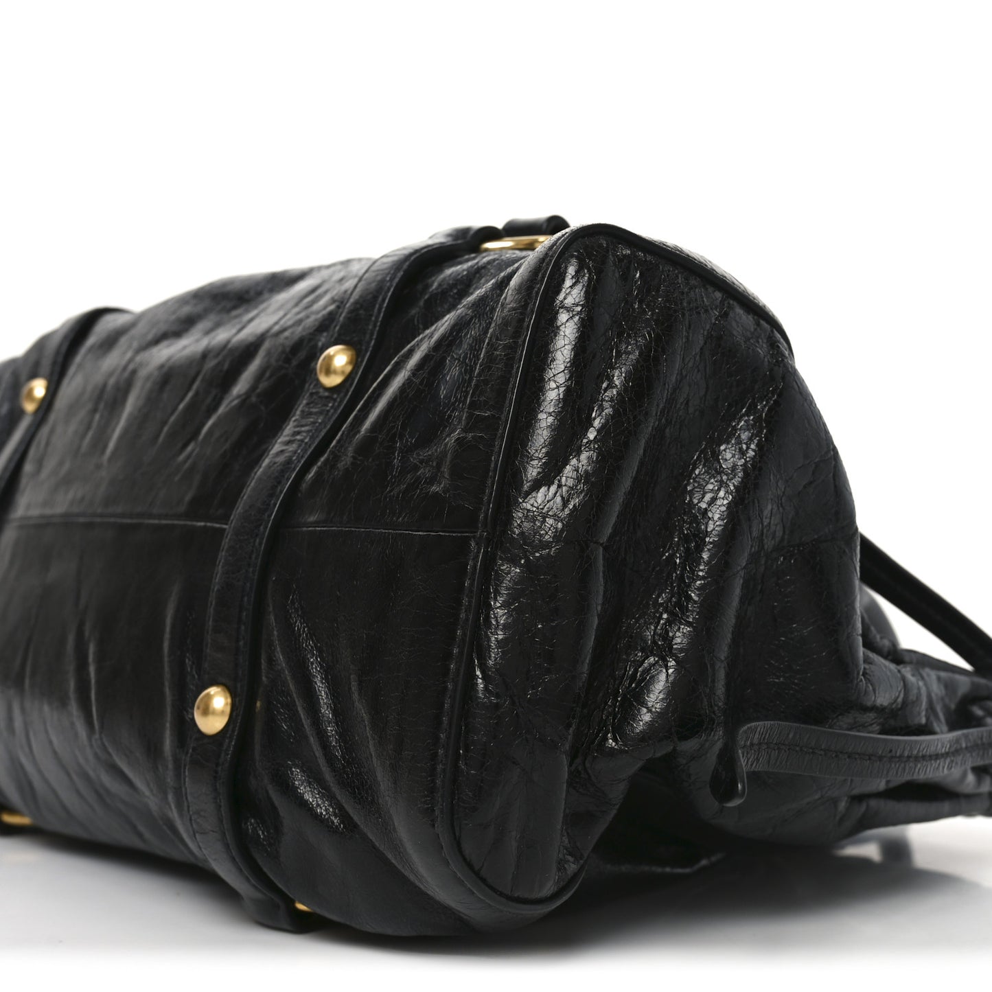 Vitello Lux Gathered Tote Black