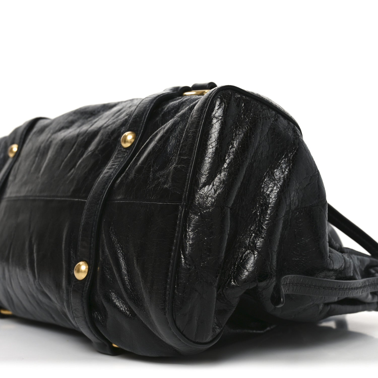Miu Miu Vitello Lux Gathered Tote Black 9 of 9