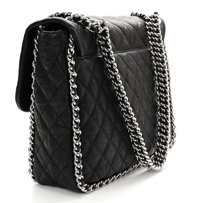 Chanel Washed Lambskin Quilted Maxi Chain Around Flap Black 3 of 11