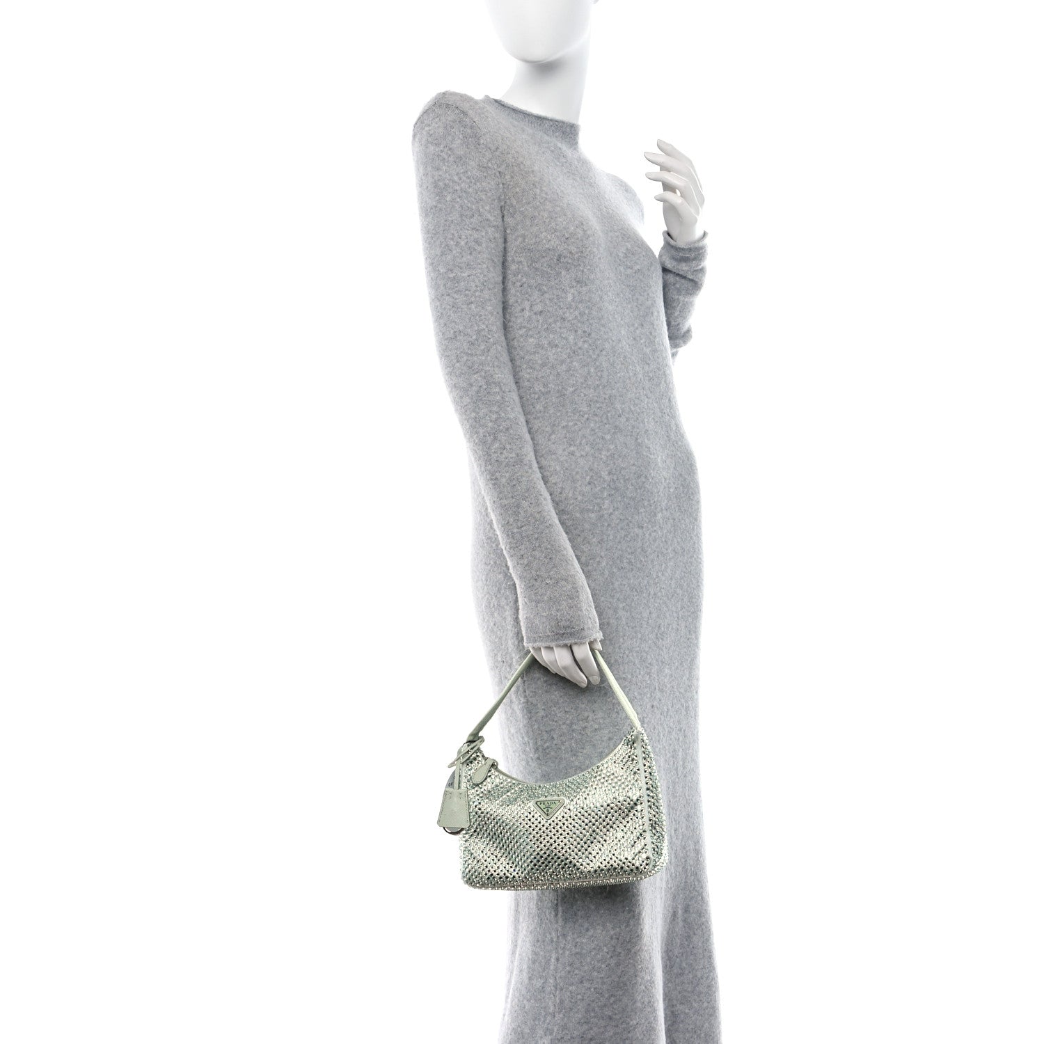 Prada Satin Crystal Mini Re-Edition 2000 Bag Acqua 2 of 11
