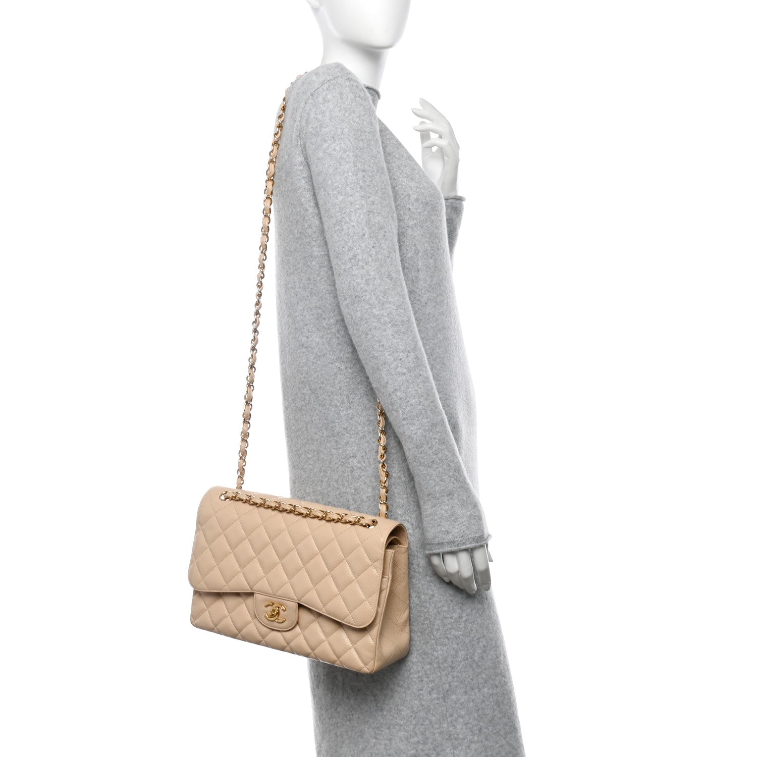 Chanel Caviar Quilted Jumbo Double Flap Beige Clair 2 of 11