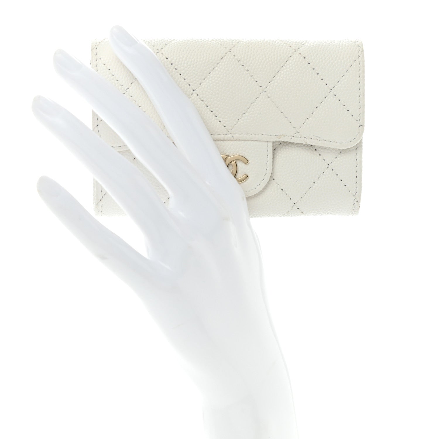 Chanel Caviar Quilted Flap Card Holder Wallet White 2 of 10