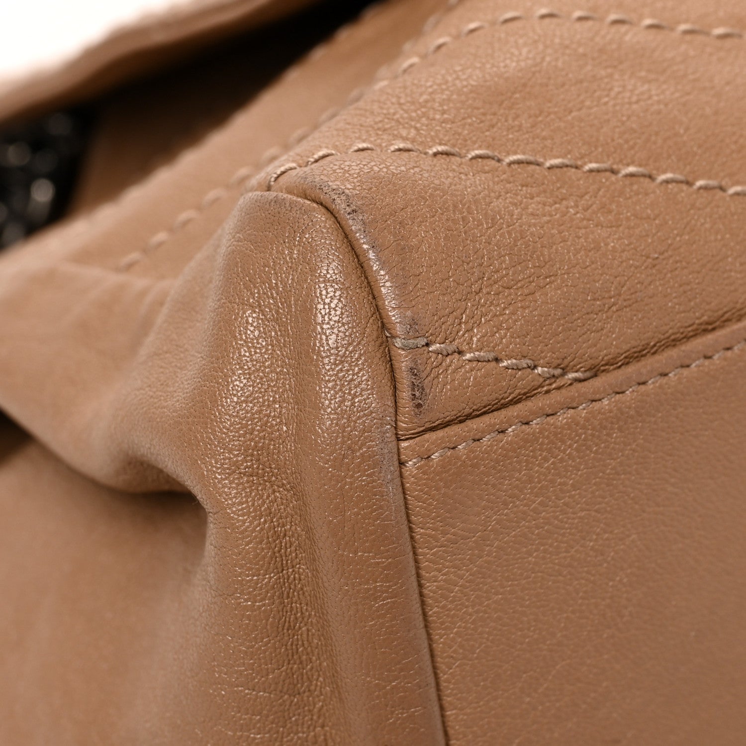 Saint Laurent Pebbled Lambskin Chevron Monogram Large Nolita Beige 9 of 15