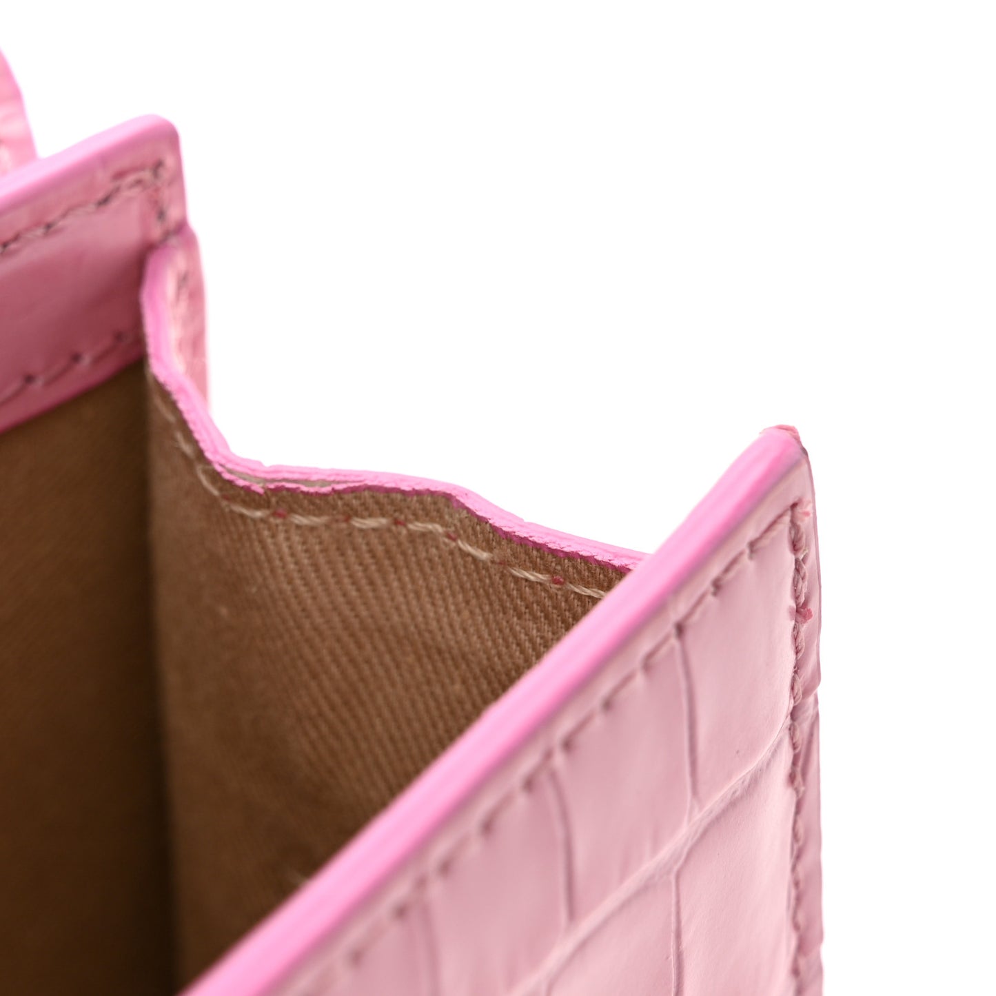 Calfskin Crocodile Embossed Le Chiquito Long Pink