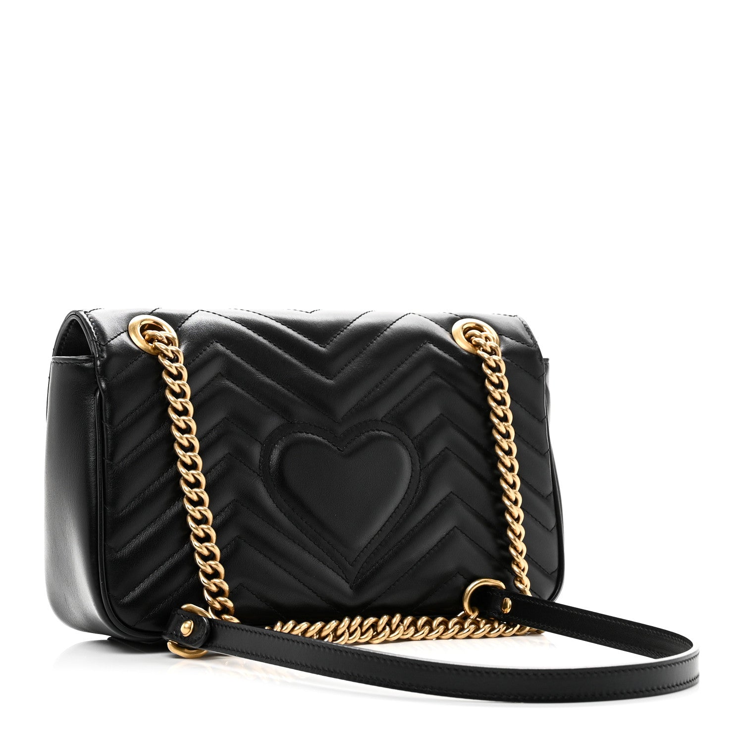 Gucci Calfskin Matelasse Small GG Marmont Shoulder Bag Black 3 of 10