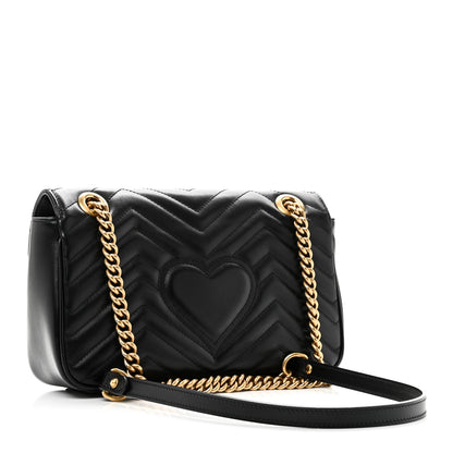 Gucci Calfskin Matelasse Small GG Marmont Shoulder Bag Black 3 of 10