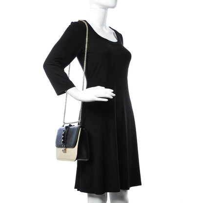 Valentino Garavani Vitello Medium Glam Lock Rockstud Flap Black Light Ivory 2 of 8