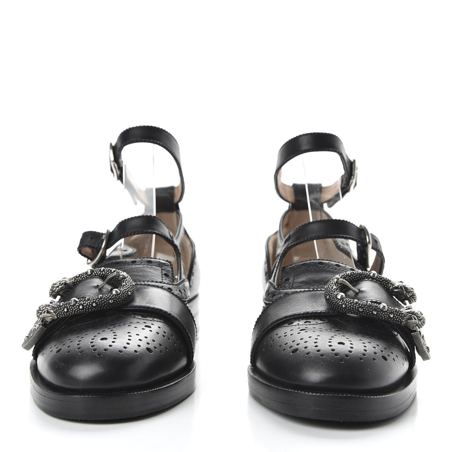 Calfskin Bee Embroidered Womens Queercore Brogue Wingtip Monk Strap Loafers 38 Black