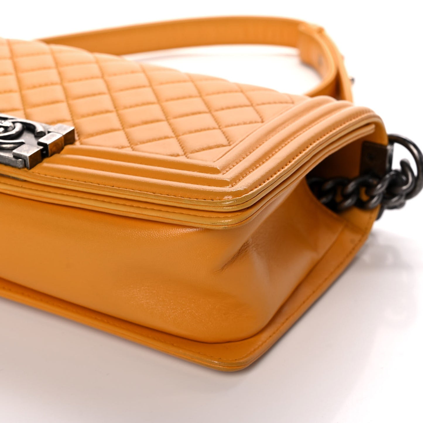 Lambskin Quilted Medium Boy Flap Yellow