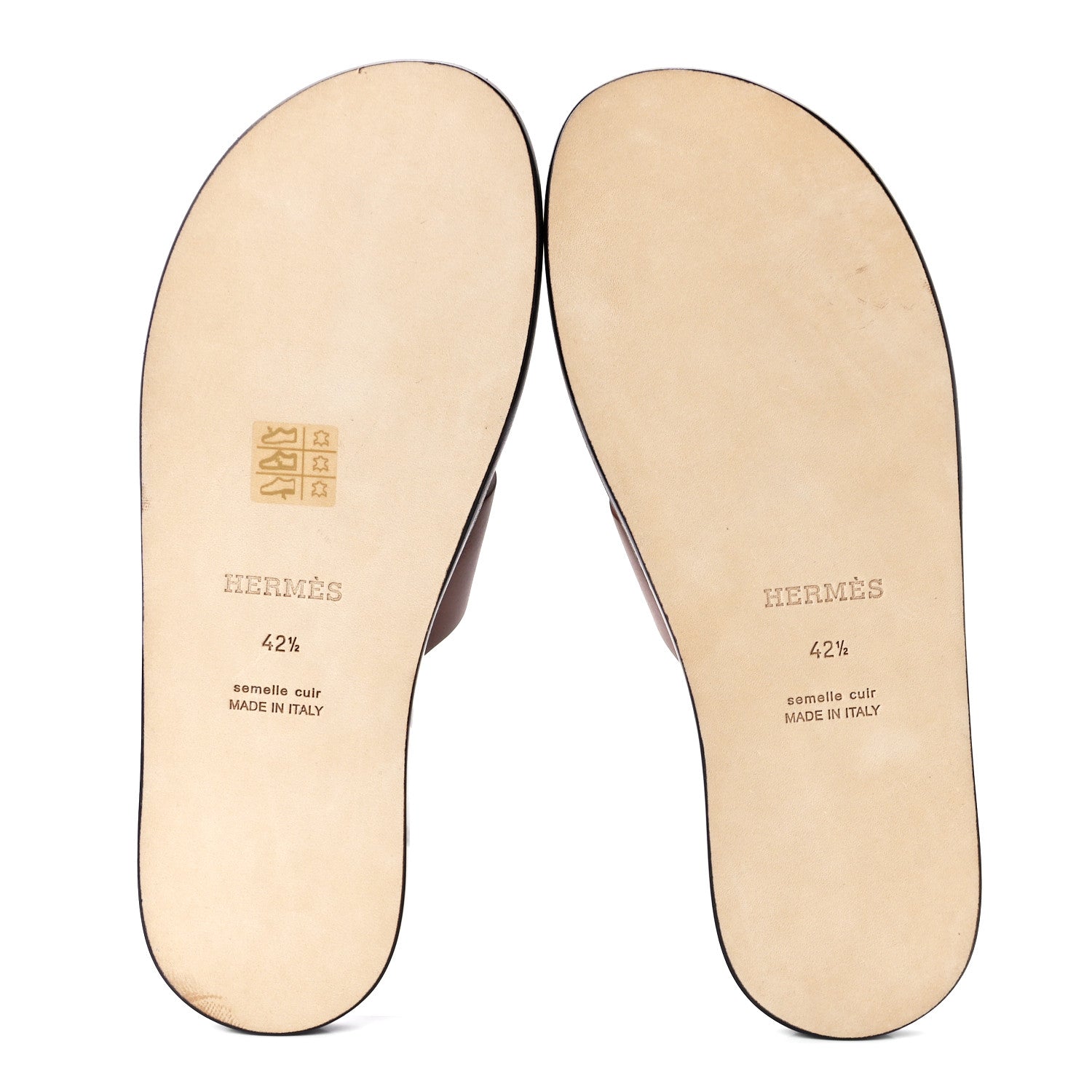 Hermes Calfskin Mens Izmir Sandals 42.5 Gold 5 of 8