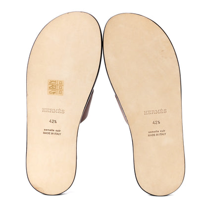 Hermes Calfskin Mens Izmir Sandals 42.5 Gold 5 of 8