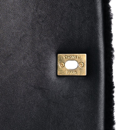 Chanel Shearling Lambskin Medium Coco Handle Flap Black 14 of 19