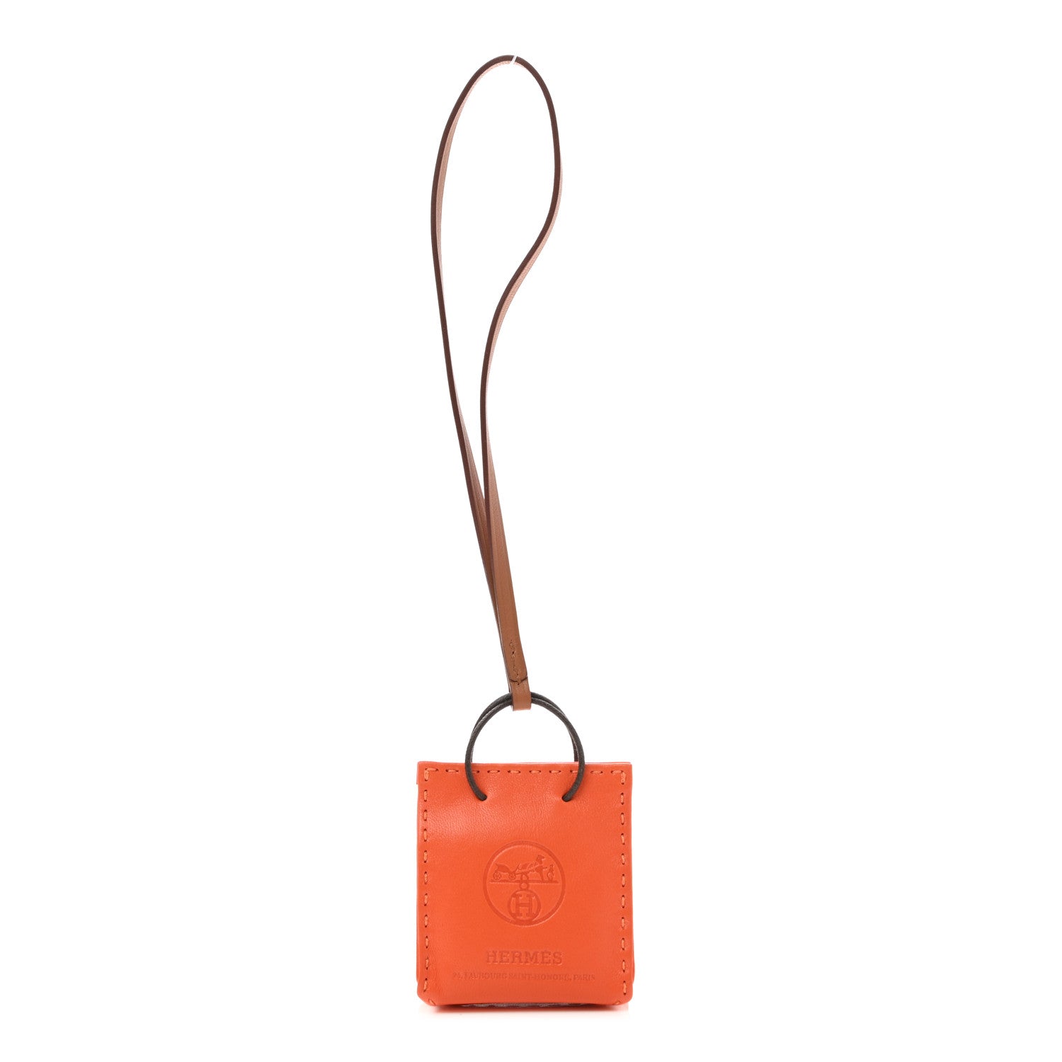 Hermes Milo Lambskin Swift Shopping Bag Charm Feu Gold 1 of 4