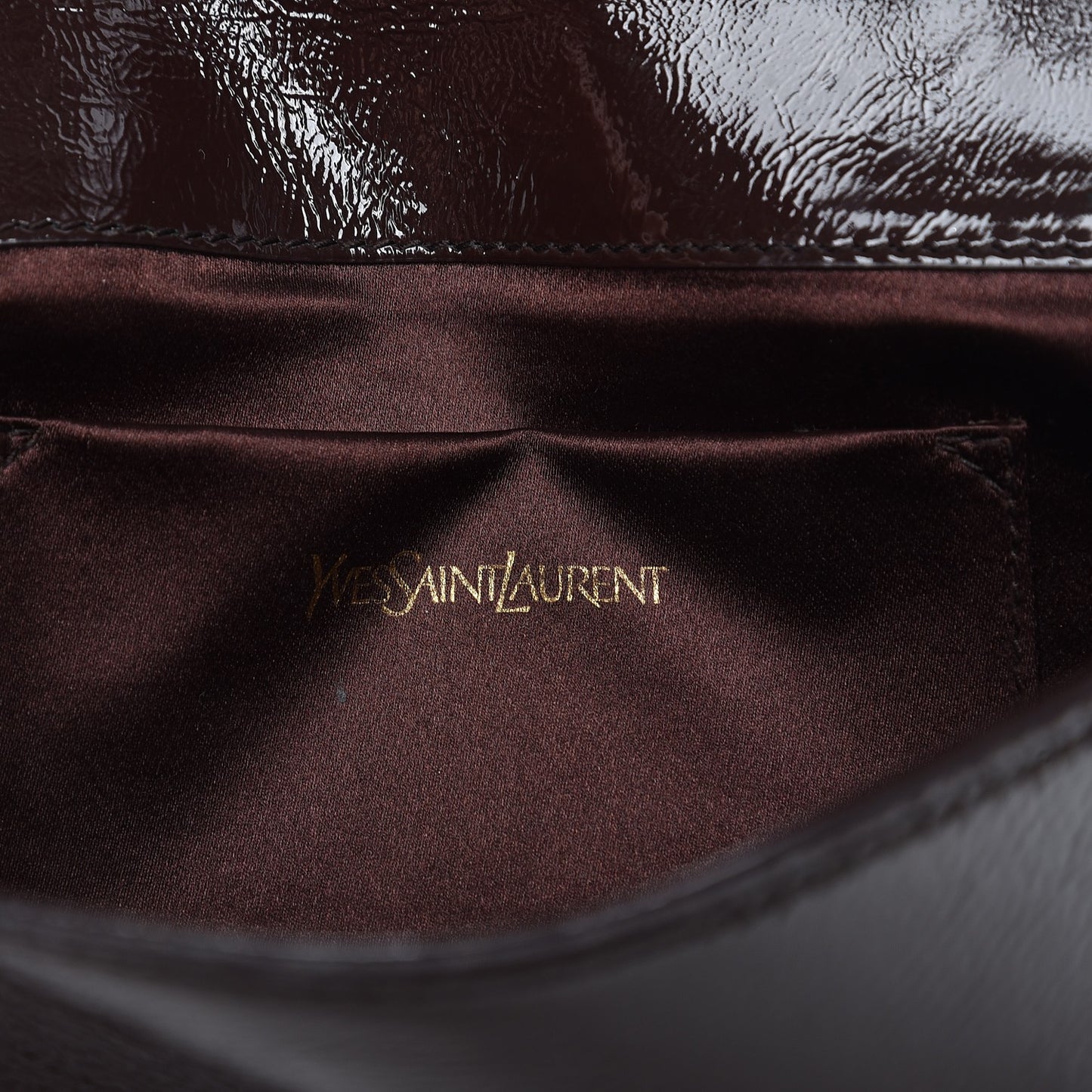 Textured Patent Large Belle de Jour Clutch Brown