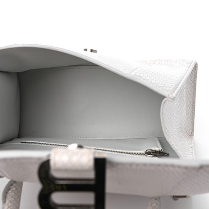 Balenciaga Calfskin Snake Embossed Small Hourglass Top Handle Bag White 5 of 14