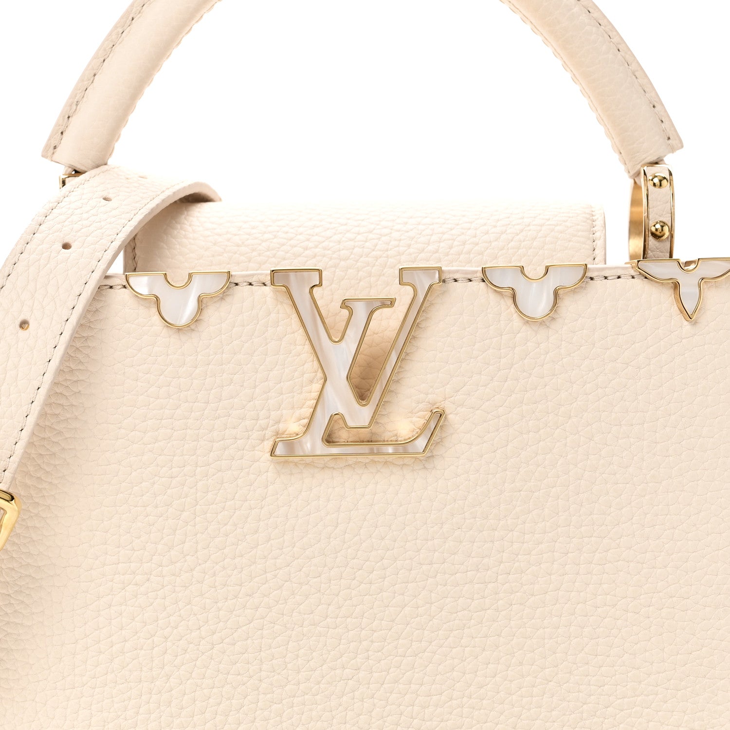 Louis Vuitton Taurillon Mother of Pearl Flowers Capucines BB Creme Nacre 7 of 10