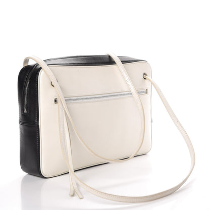 Celine Nappa Calfskin Bicolor Medium Side Lock Shoulder Bag White 3 of 12