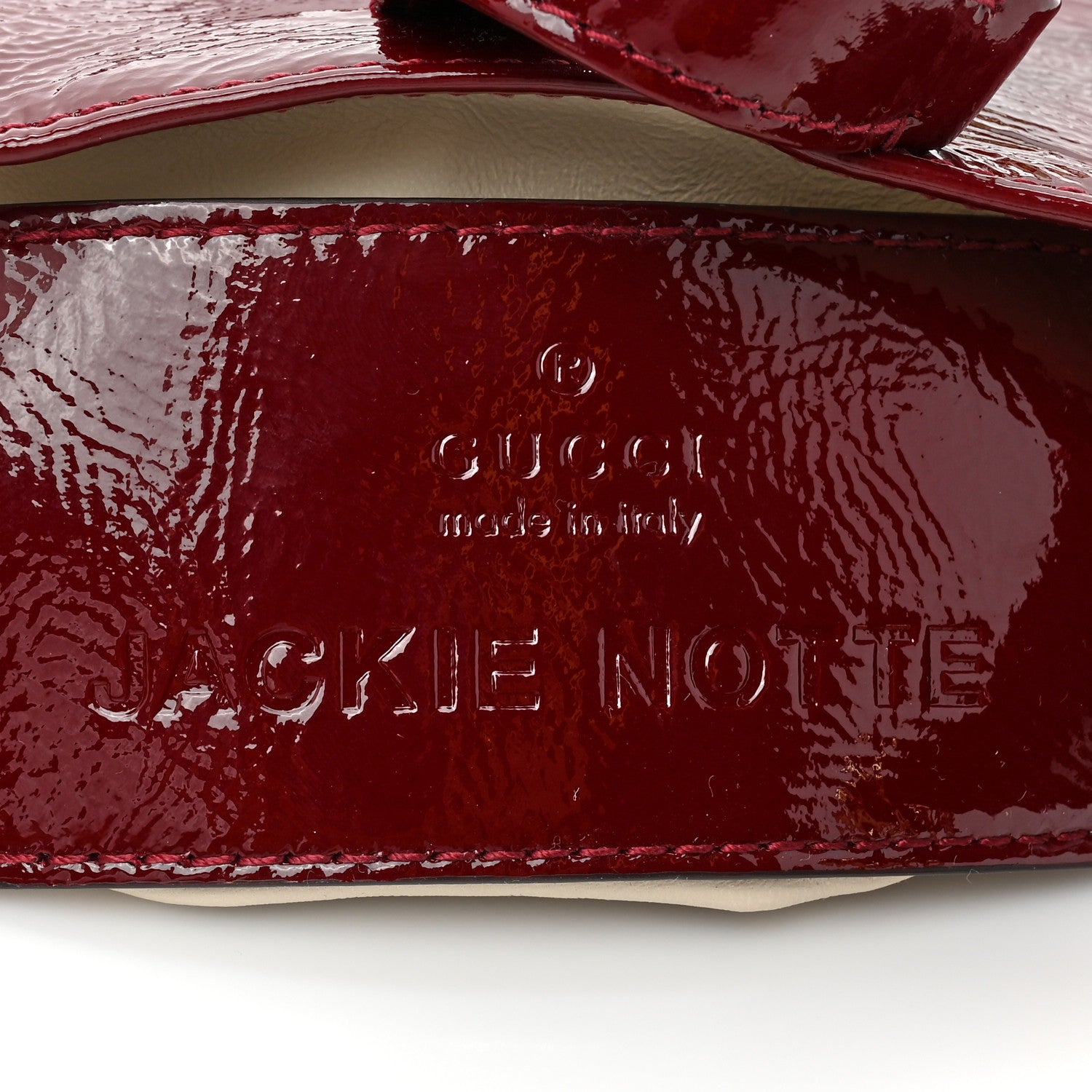 Gucci Crinkled Patent Mini Jackie Notte Bag Rosso Ancora Red 6 of 10