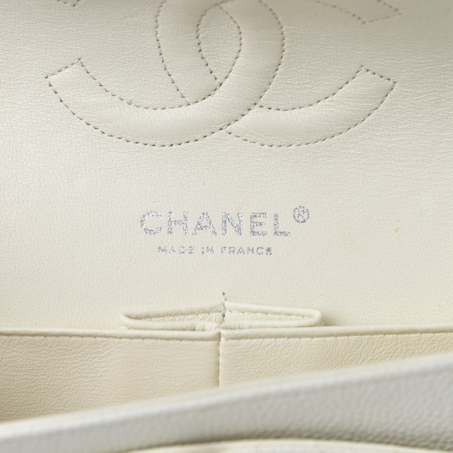 Caviar Quilted Medium Double Flap White