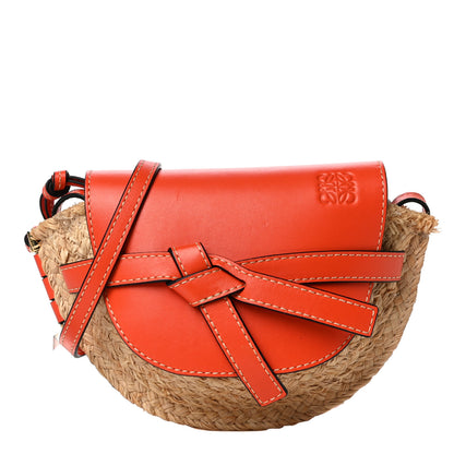 Loewe Calfskin Raffia Mini Gate Crossbody Bag Light Natural Orange 1 of 12