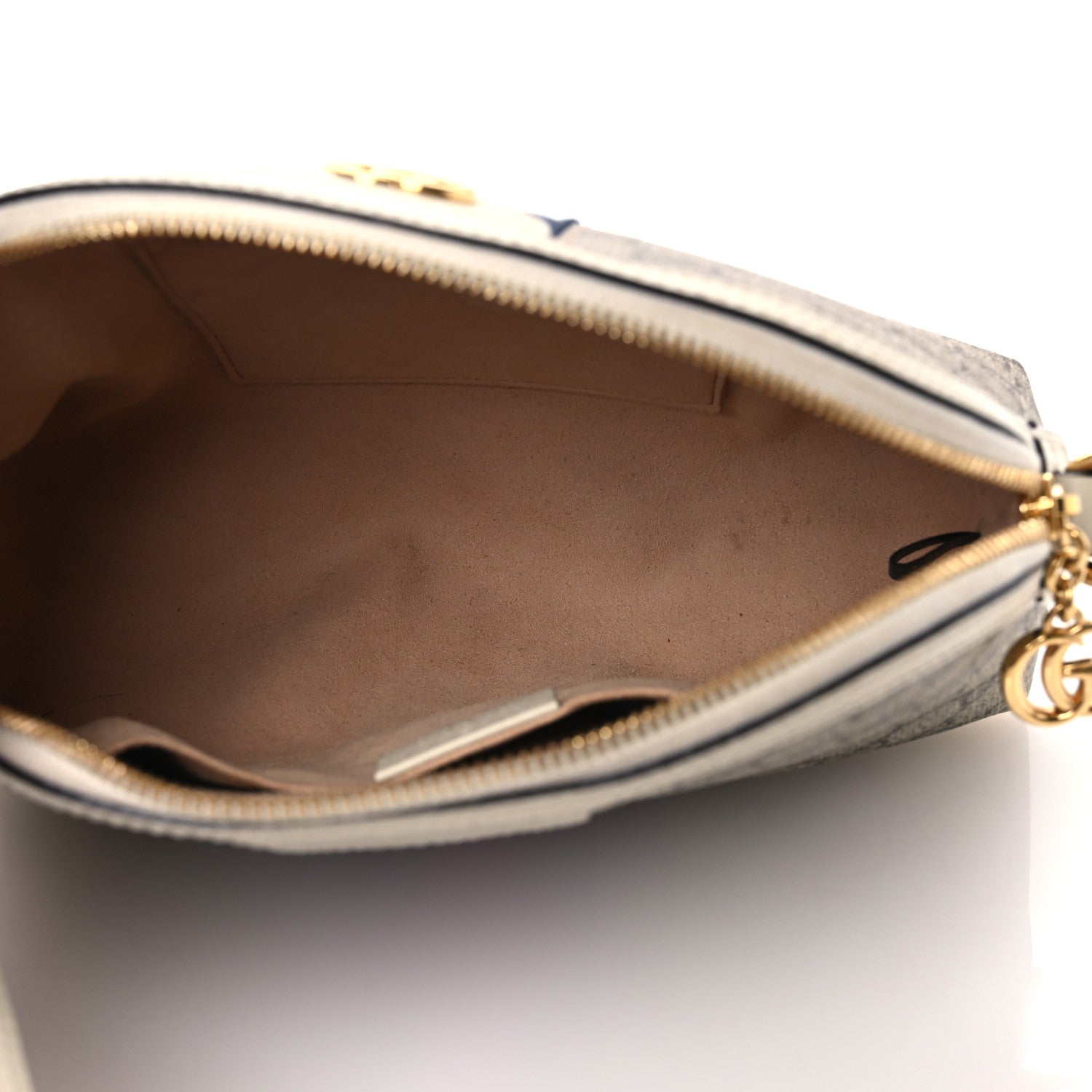 Gucci GG Supreme Monogram Textured Dollar Calfskin Web Small Ophidia Dome Shoulder Bag Beige Ebony Mystic White 5 of 10