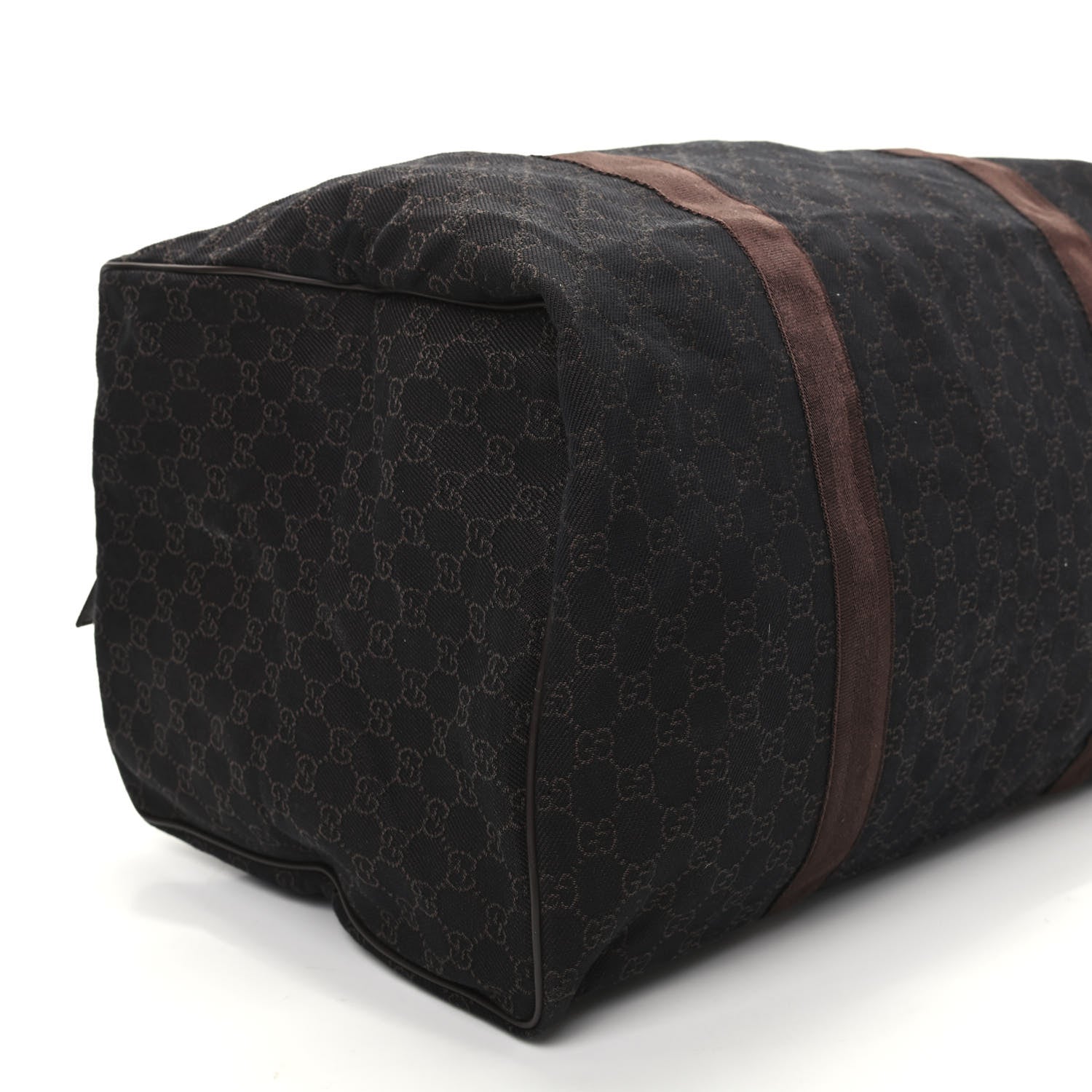Gucci Denim Monogram Large Collapsible Carry On Duffle Bag Brown 7 of 8