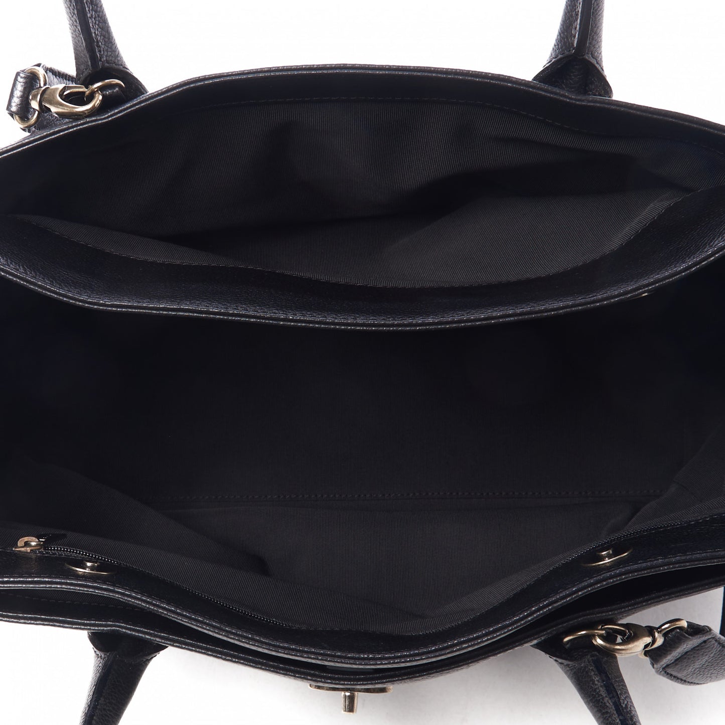 Calfskin Cerf Executive Shopper Tote Black