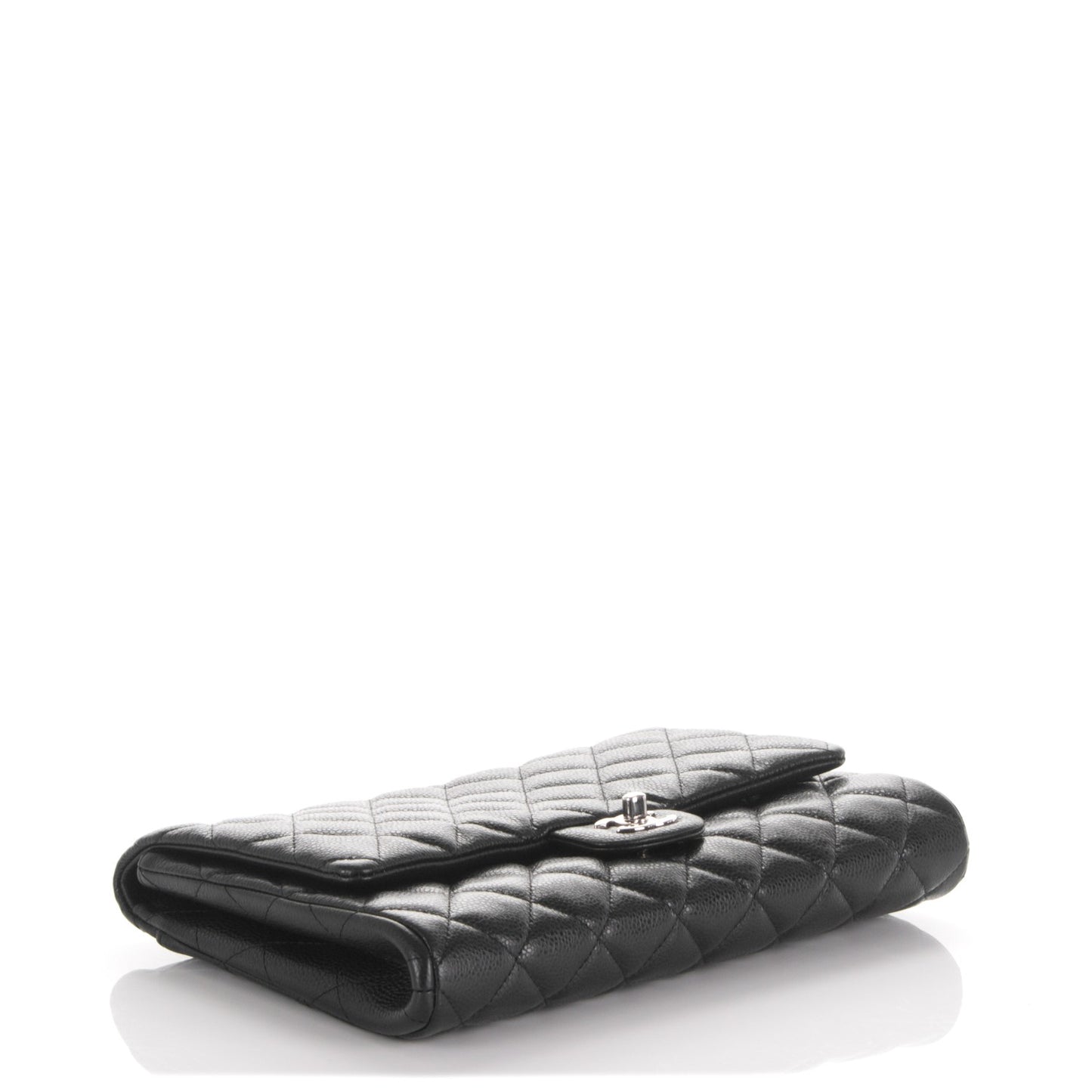 Caviar Quilted Clutch With Chain Flap Black