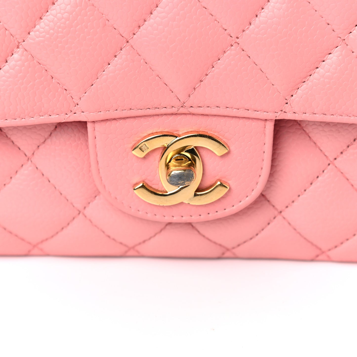 Caviar Quilted Medium Double Flap Pink