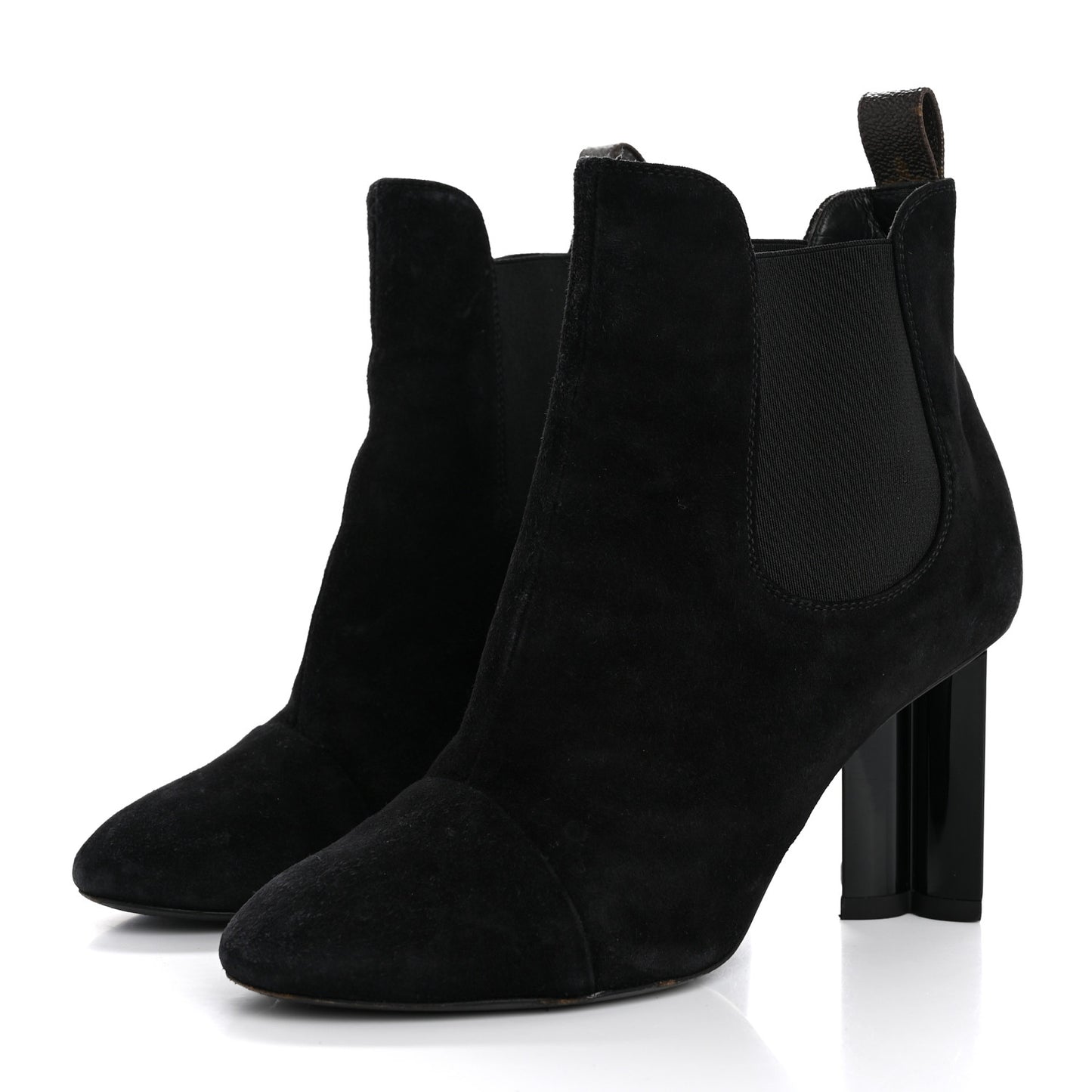 Suede Monogram Uniformes Cap Toe Chelsea 80mm Ankle Boots 37 Black