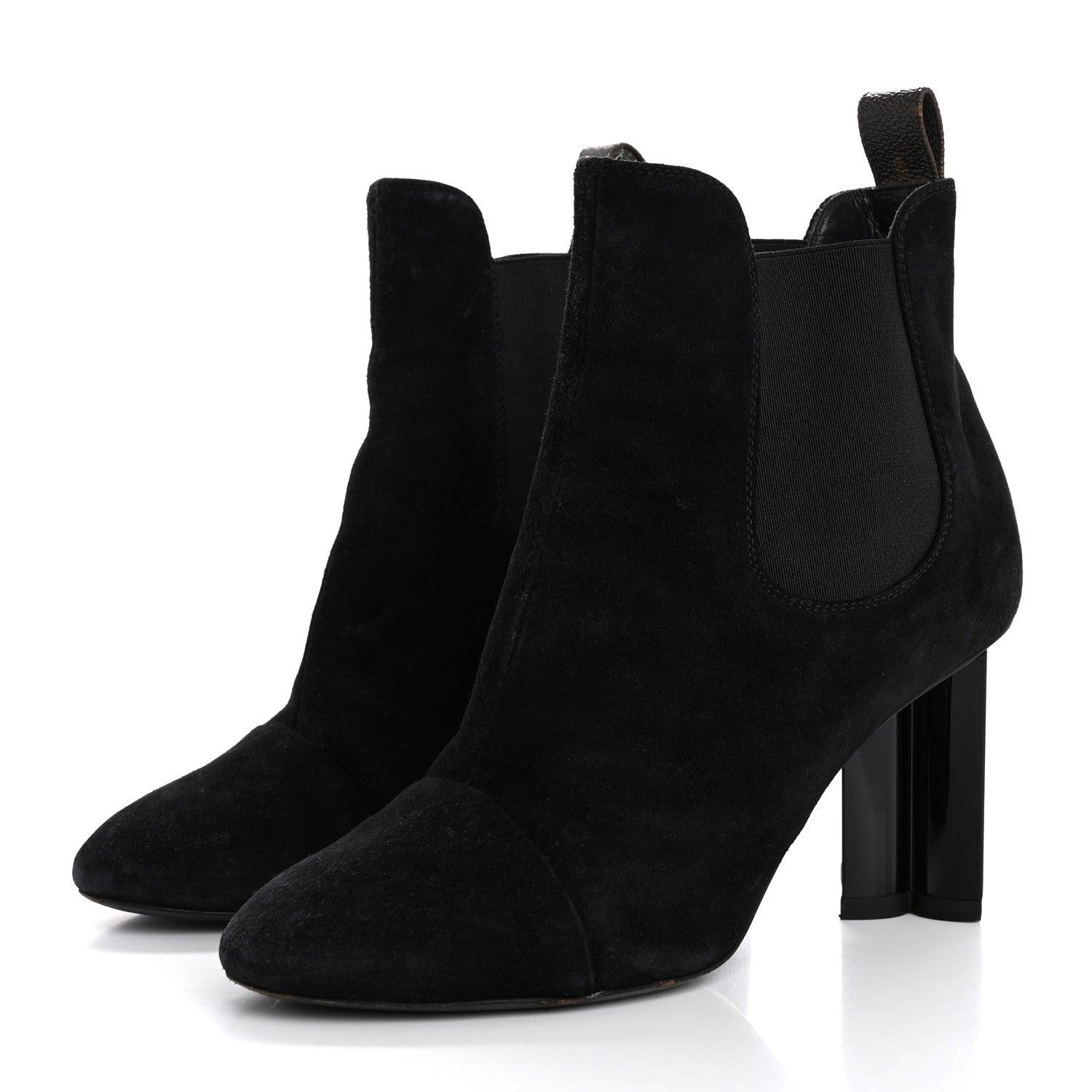 Louis Vuitton Suede Monogram Uniformes Cap Toe Chelsea 80mm Ankle Boots 37 Black 4 of 9